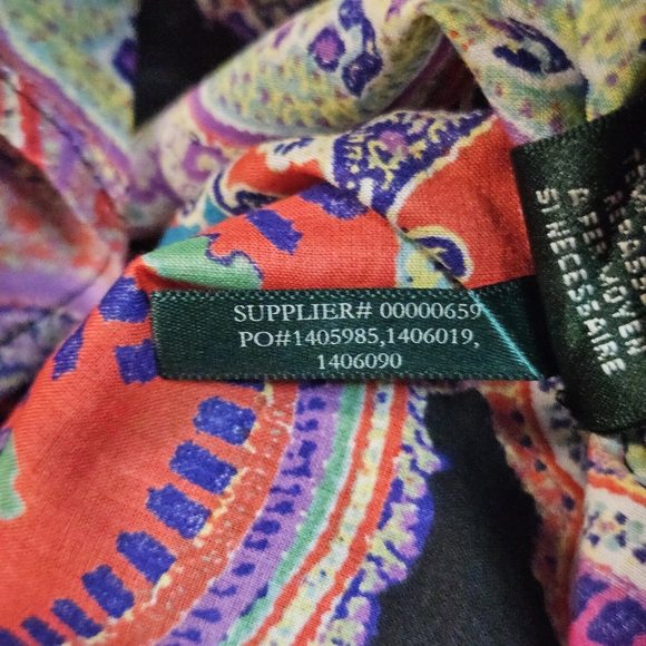 Lauren Ralph Lauren Paisley Long Sleeve Button Down Blouse - Picture 13 of 14